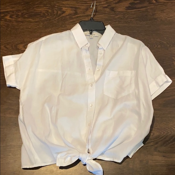 MADEWELL NEW Short-Sleeve Tie-Front Shirt - Picture 3 of 7